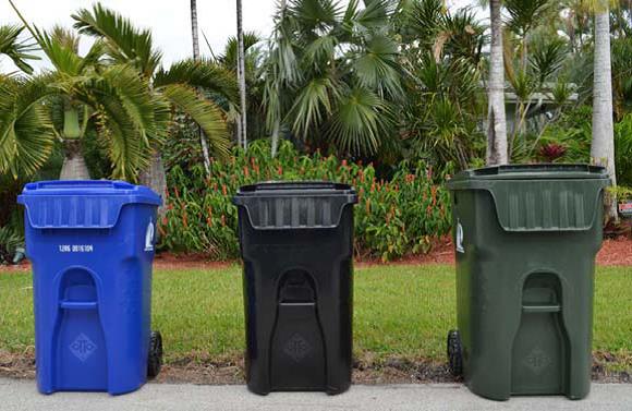 Solid Waste Carts: Blue Recycling, Black Garbage, and Green Yard Waste