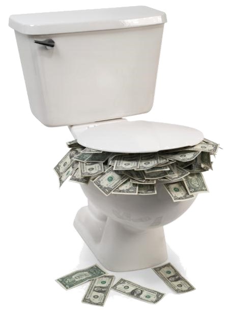 toilet with money