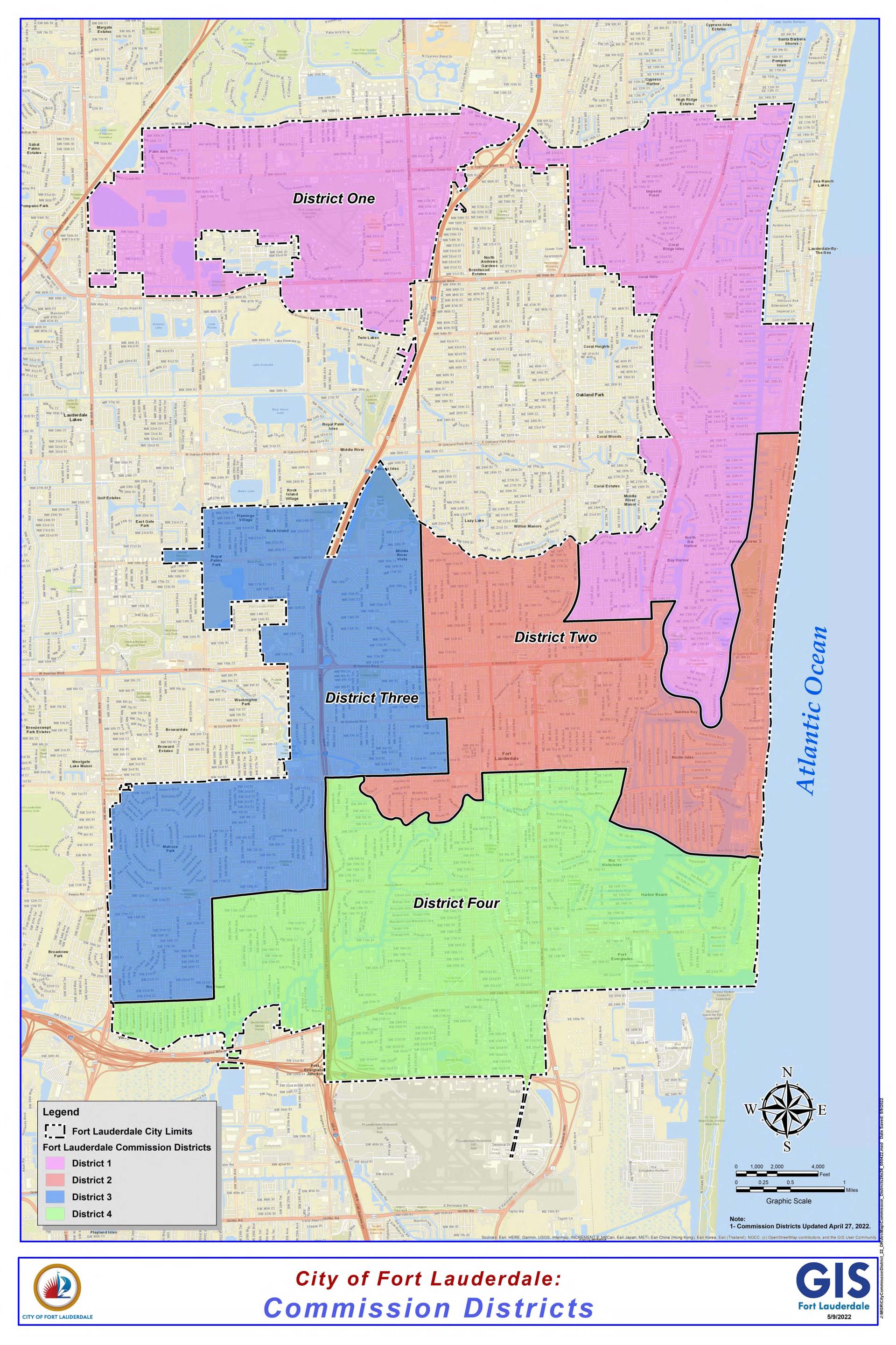 Commission Districts (24x36)Fort Lauderdale
